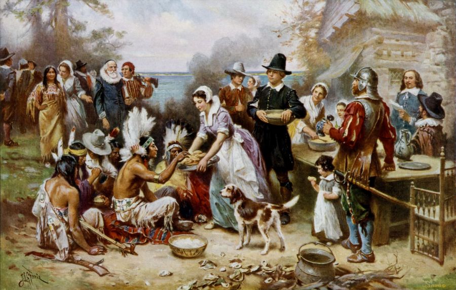 The First Thanksgiving por Jean Leon Gerome Ferris
